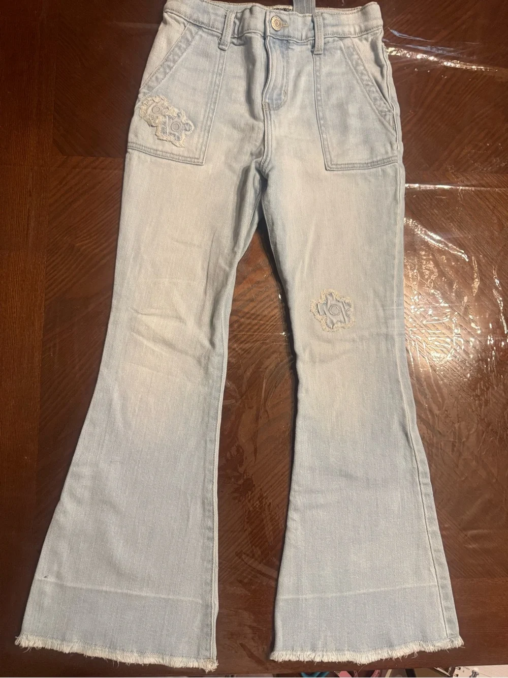 OshKosh B'gosh Light Blue Girls' Flare Jeans with Embroidered Patches